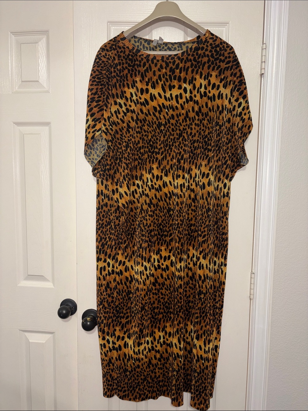 ASOS Leopard Print Midi Dress in Brown and Black Pleated SIZE 14